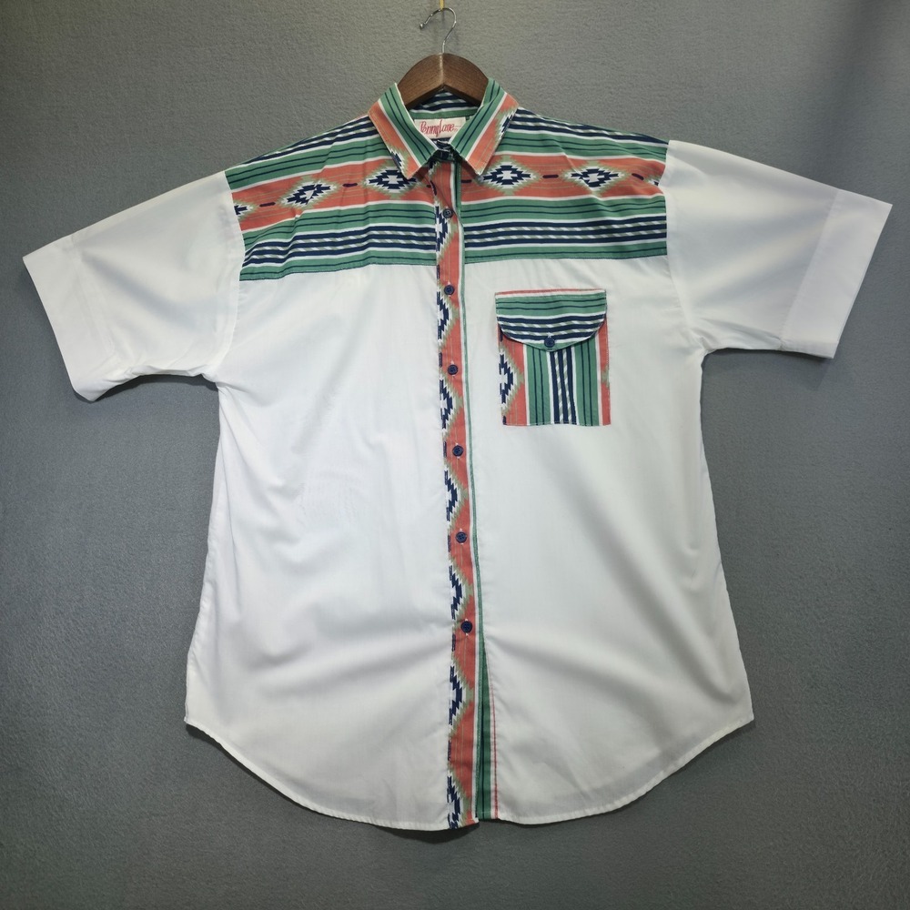 Penny Lane Women's Short Sleeve Button Up Aztec Shirt Size Medium